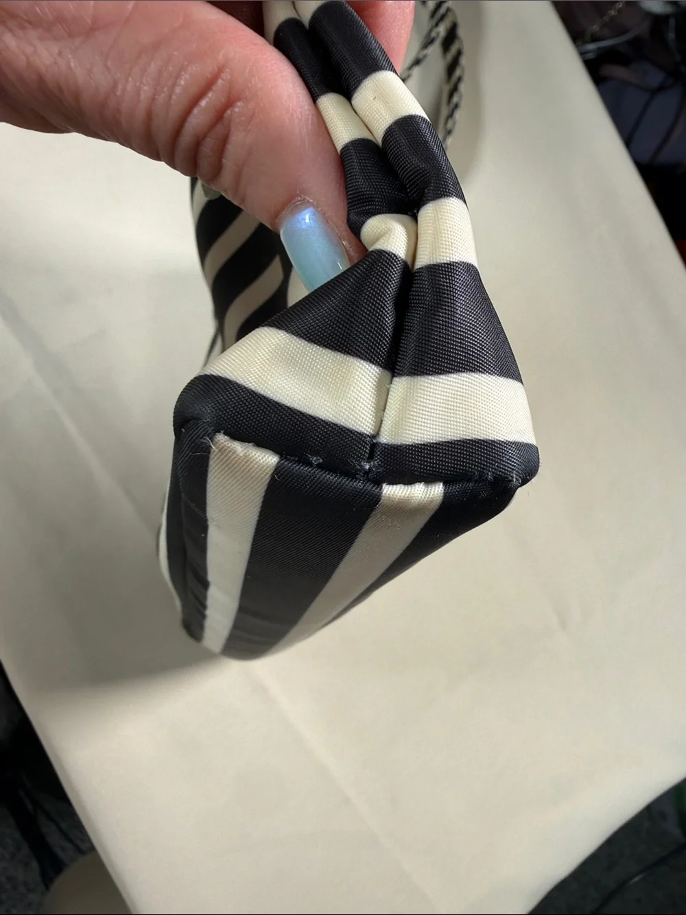 Kate Spade Striped Nylon Crossbody Bag Black White Nautical Flatiron Cammy‎